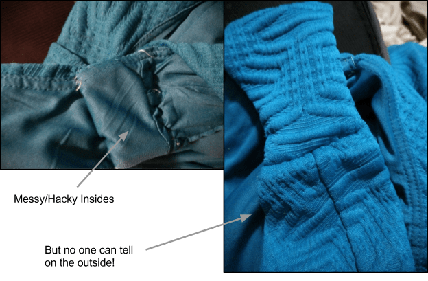 Messy inside sewing, but it's imperceptible on the outside of the dress!